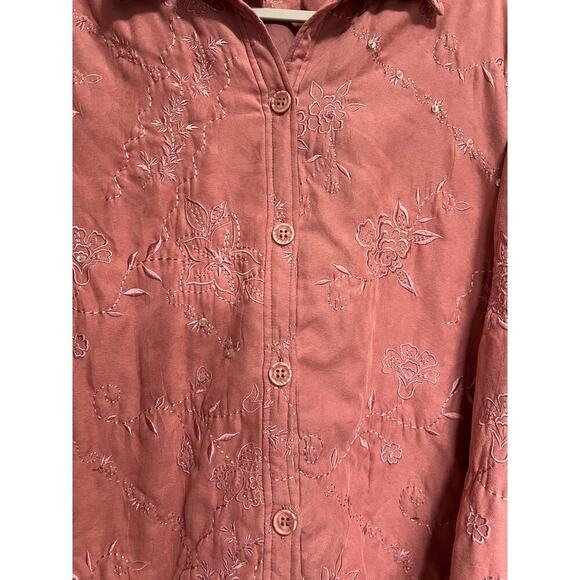 Vintage Graff Dusty Rose Pink Embroidered Lightweight Quilted Jacket - Picture 3 of 6
